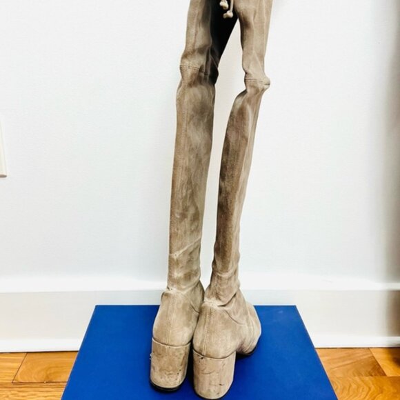 Stuart Weitzman Highland The Knee Boot Suede Grey Taupe Size 8.5 - Picture 4 of 7